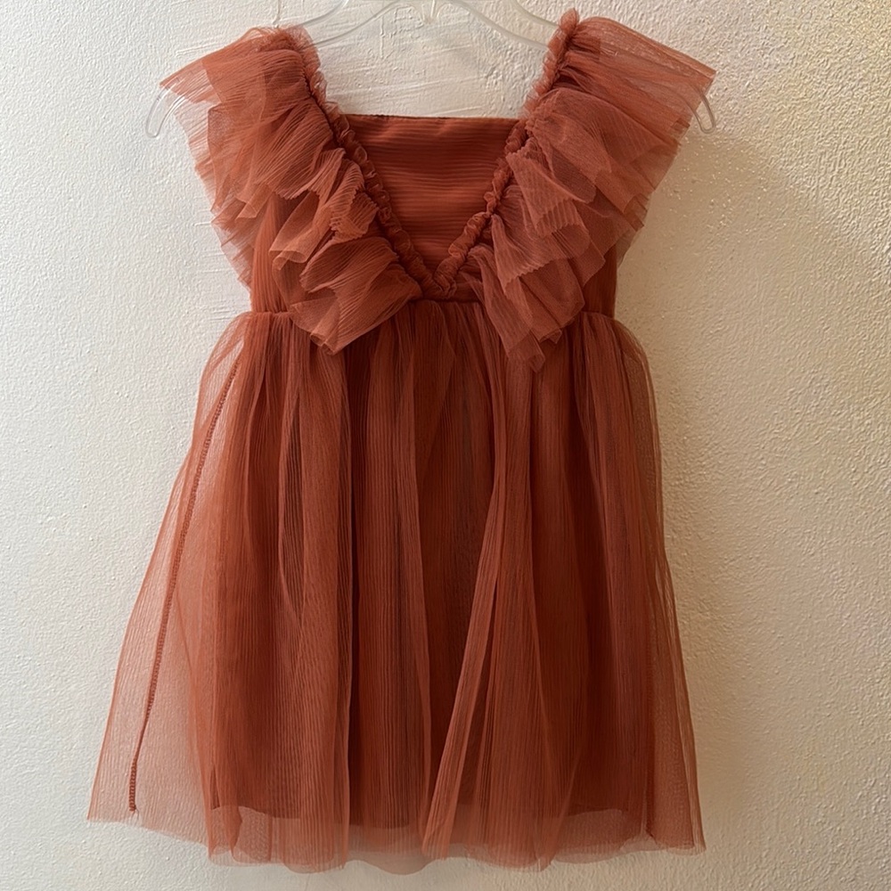 H&M Rust Tulle Ruffle Formal Dress